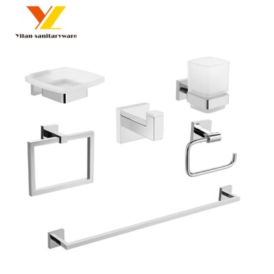 New Design Wall Mounted Chrome Finishing Brass 6pcs Bathroom Accessories Set